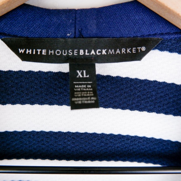 White House Black Market Navy and White Striped Cardigan Blazer | XL - Picture 2 of 4
